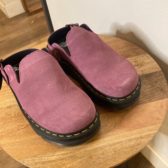 Dr. Martens Zeb Zag Chunky Sole Suede Mule Clogs in Muted Purple - Picture 5 of 12